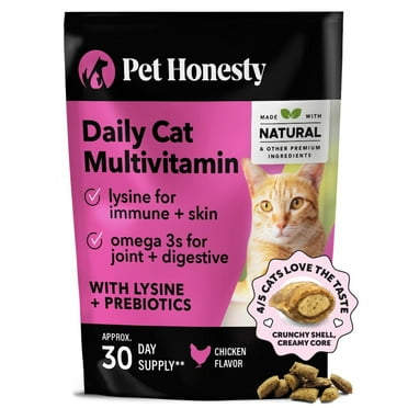 Cat Multivitamin Crunchy & Creamy Chews - Cat Treats For Health   Immune, Cat Joint Support, Skin & Coat, & Digestion - Omega 3S, Lysine & Probiotic Cat Vitamins - 30 Day Supply