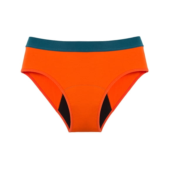 Panties for Women,High Waisted Leak Proof Underwear for Women Overnight Comfortable Briefs,Womens Underwear,Orange,S