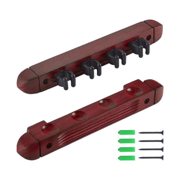 Soporte para tacos de billar, soporte para 4 varillas de billar, organizador de varillas, estante de pared de madera Rojo