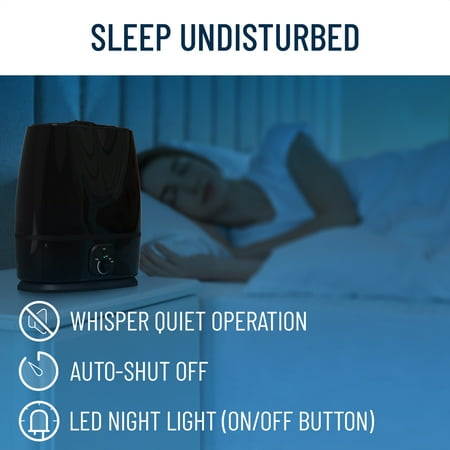 Everlasting Comfort Ultrasonic Cool Mist Humidifier for Bedroom (6L), Filterless Large Room Humidifiers, Lasts 50 Hours With Essential Oil Diffuser Tray, Quiet, Small Air Vaporizer (Black)