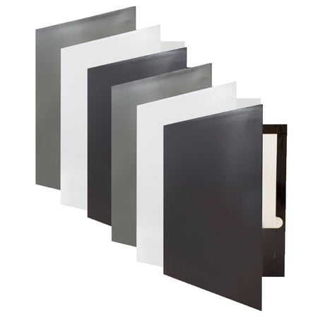 JAM Paper Glossy Two Pocket Folders, Assorted, 6/Pack, Assorted Business