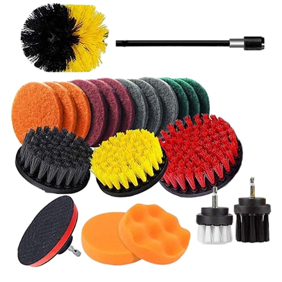 Drill Brush Attachment Set 22 Piece With Sponge Cleaning Pad For Kitchen Bathroom Car
