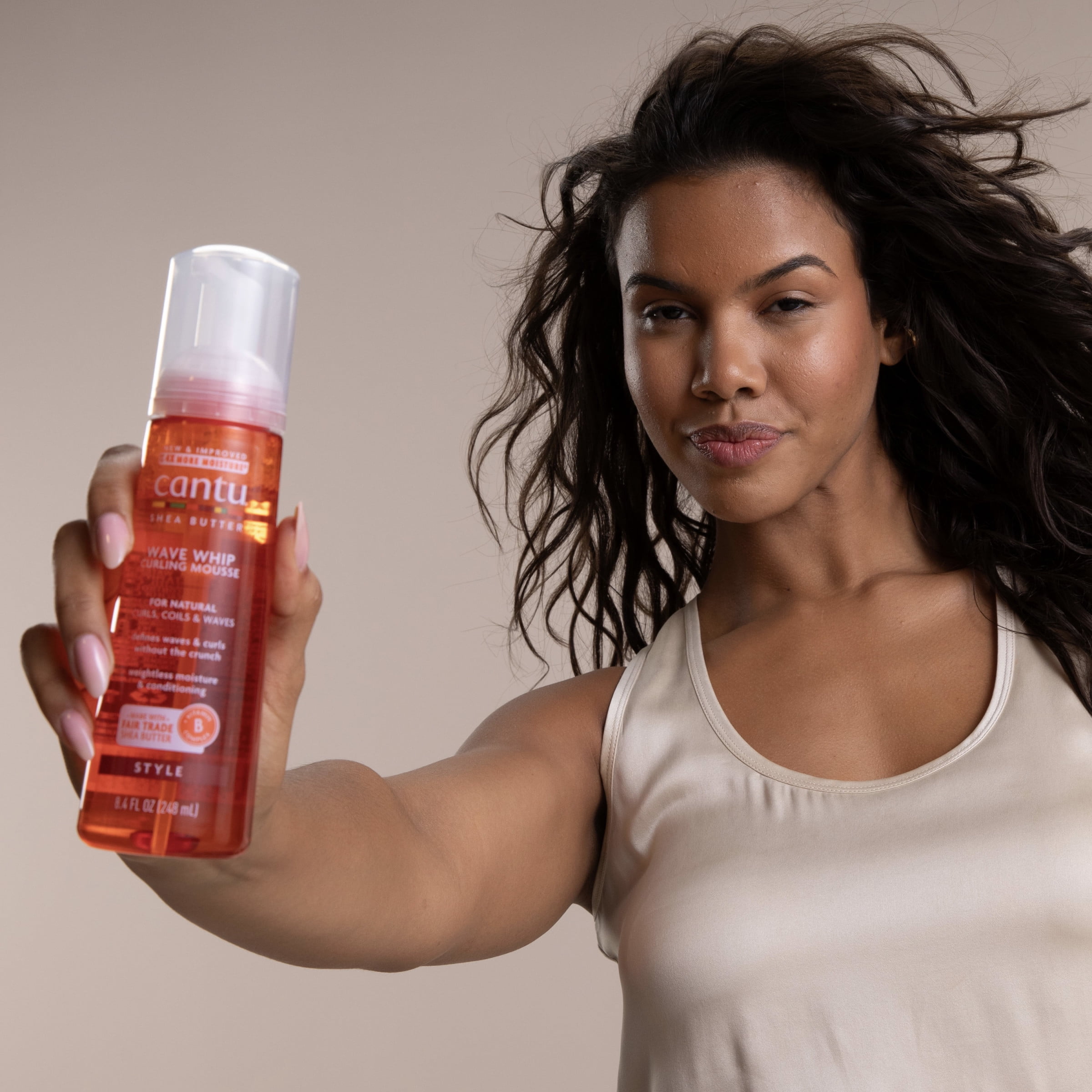 Cantu Wave Whip Curling Mousse with Shea Butter, 8.4 fl oz