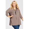 thumbnail image 1 of Avenue Women's Plus Size Newport Longline Top V-Neck 3/4 Length Sleeve Relaxed Pull-On Fit, 1 of 4