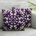 thumbnail image 3 of Nawypu  Decorative Throw Pillow Cover Elegant Chic Mandala Knit Pattern, Thick Eggplant Violet Cushion Case for Sofa Couch Gifts (Dark Purple), 3 of 5