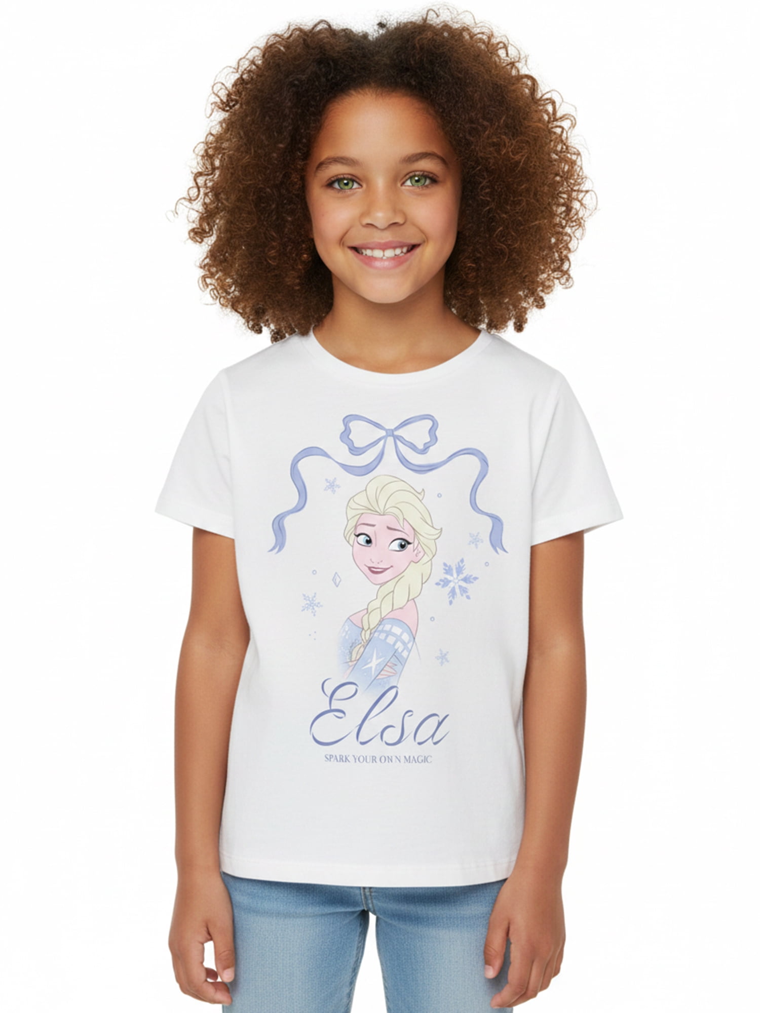 Frozen, Girls' Short Sleeve T-Shirt, Elsa Bow Portrait, Sizes 4-16