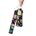 thumbnail image 4 of WIRESTER Lipstick Chapstick Holder Keychain Neoprene Lip Balm Holder Cover With Wristlet Keychain Lanyard for Women - Colorful Sugar Skulls, 4 of 6