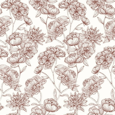 NuWallpaper Gilded Floral Oxblood Peel and Stick Wallpaper