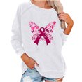 thumbnail image 2 of Ounisa Breast Cancer Awareness Sweatshirt for Women Breast Cancer Crew Neck Long Sleeve Shirt Pink Ribbon Graphic Sweatshirt, 2 of 6
