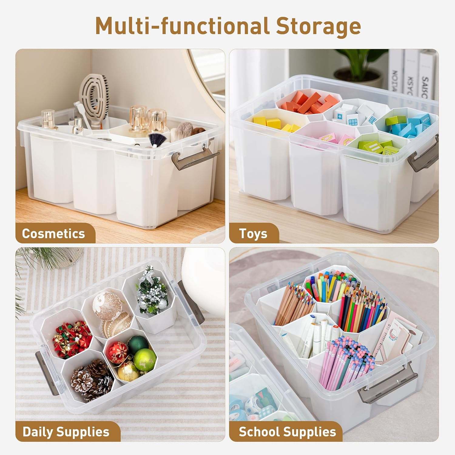 17 QT Plastic Storage Bins Clear Storage Box with Lids Multipurpose Stackable Storage Containers for Organizing Tool, Craft, Crayon, 2 Packs