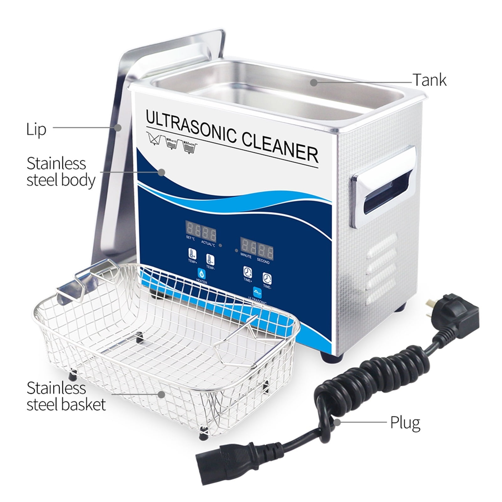 Factory Ultrasonic Cleaner 180W 3L Dental Use Manicure Tattoo Store Cleaning Device Injector Printer ,Strong Cleaning