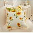 thumbnail image 4 of Summer Pillow Covers Sunflower Throw Pillows Covers with Tassels, Spring Summer Room Decor Floral Couch Pillows Cushion Cover for Living Room Bedroom Kitchen Outdoor 18x18inch, 4 of 7