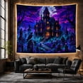 thumbnail image 6 of Haunted Mansion with Gravestones and Full Moon, Eerie Gothic for Dark Art Lovers, Spooky Cemetery Wall Art, Halloween Gift Tapestry Wall Hanging for Bedroom and Dorm, 6 of 7