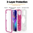 thumbnail image 2 of Rugged Case for iPhone 15 Ring Holder Kickstand Cover with Screen Protective Film, Heavy Duty Triple-Layers Military Grade Hybrid Shockproof Drop Resistant Case, White+Pink, 2 of 6