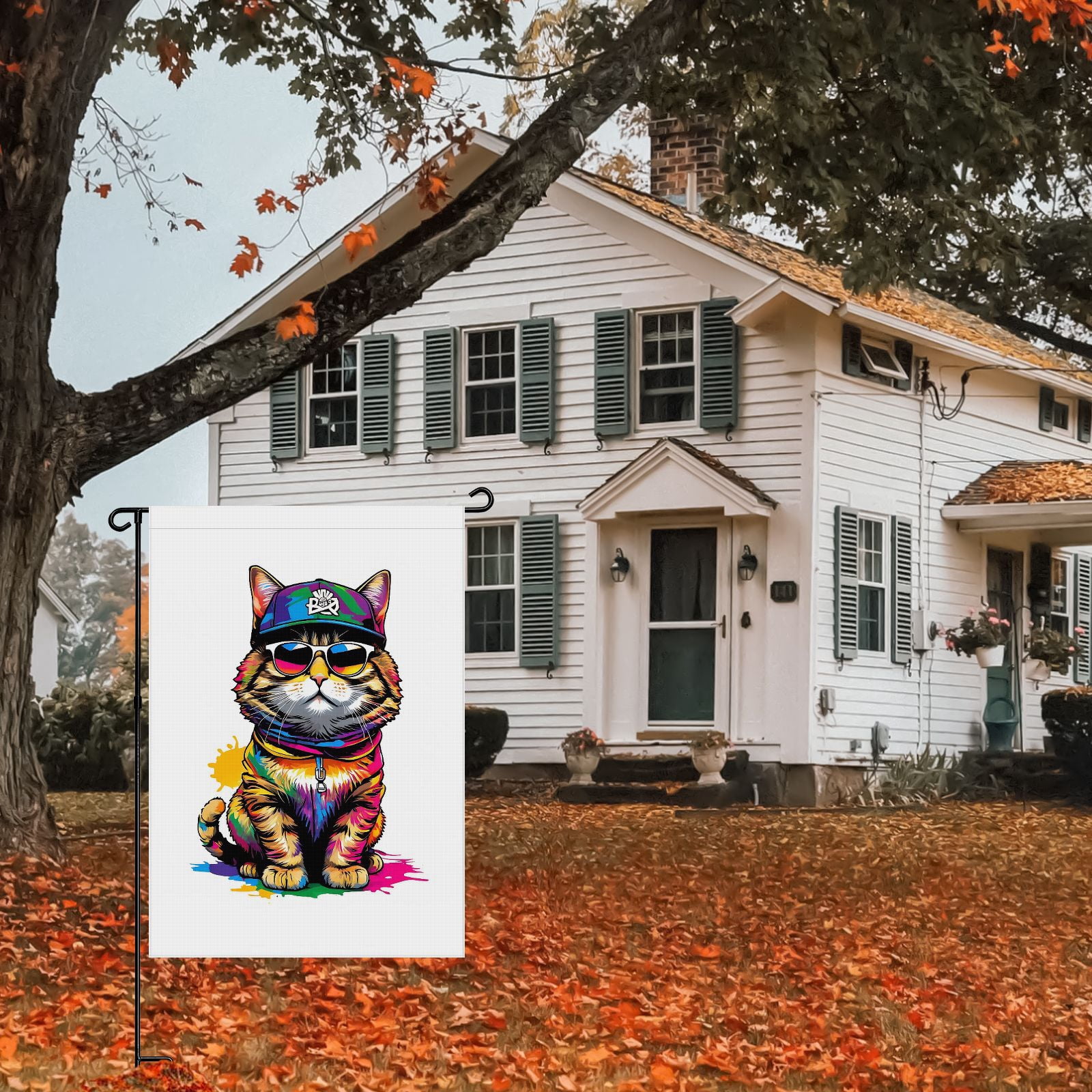 Cat Decoration Yard Flags for Yard Garden Farmhouse Front Door Deco Washable Kitten Cartoon Style Garden Flags for Outdoor Fluffy Cat Cute Cat Durable Garden Flag for Outdoor 28x40in