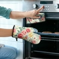 thumbnail image 2 of Pioneer Flower Kitchen Oven Mitt and Pot Holder Sets 4 Pcs for Baking, Cooking and Grilling, Heat Resistant Up To 392 °F, 2 of 7