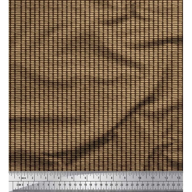 Soimoi Brown polyester Crepe Fabric Brush Stroke Abstract Print Fabric by Yard 42 Inch Wide