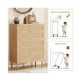 thumbnail image 6 of Home Rattan 5 Drawer Dresser, 44'' Tall Narrow Chest Of Drawer, Farmhouse Wooden Vertical Dresser With Metal Legs And Handles, Modern Dresser For Bedroom, Living Room, 6 of 7