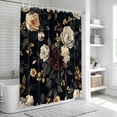 thumbnail image 5 of Vintage Black Floral Shower Curtain Set - 72" x 78" Washable Bathtub Curtain with 12 Hooks, Spring Seasonal Botanical Blooms Waterproof Fabric Stall Shower Curtains for Bathroom/Bathtub Décor, 5 of 6