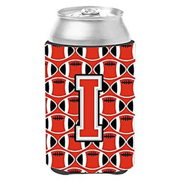 Letter I Football Scarlet & Grey Can or Bottle Hugger