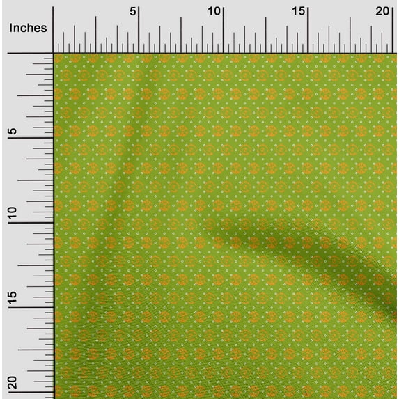 oneOone Cotton Poplin Twill Green Fabric Small Motif Bandhani Sewing Craft Projects Fabric Prints By Yard 56 Inch Wide