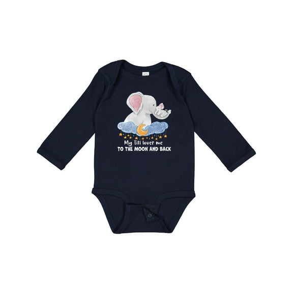 Inktastic My Titi Loves Me to the Moon and Back Elephant Family Boys or Girls Long Sleeve Baby Bodysuit