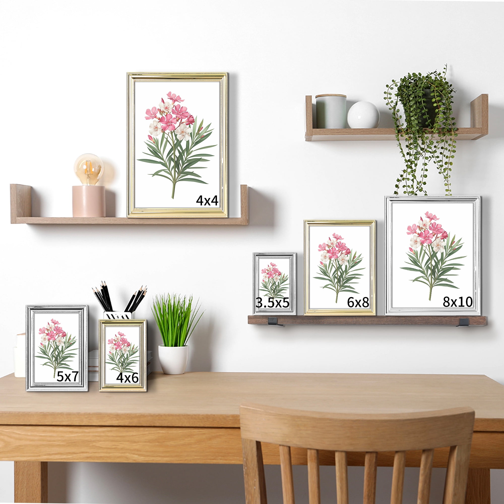 Unique Bargains Metal Picture Frame Photo Clear Glass Display 8x10 Gold