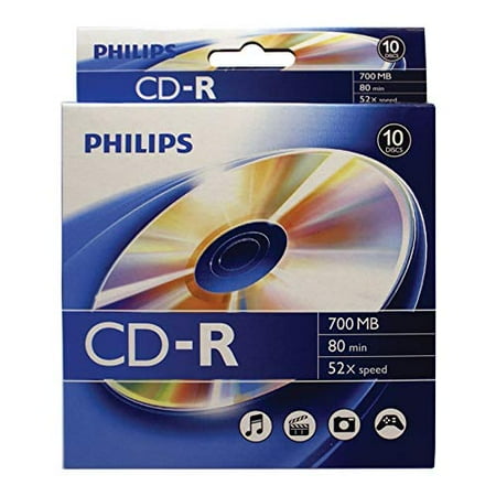 Philips Accessories Peripherals - Philips Cr7d5bb10/17 700MB CD-Rs, 10-ct Peggable Box