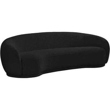 Pemberly Row Contemporary Boucle Fabric Sofa With Rounded Back in Black