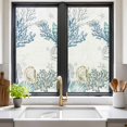 thumbnail image 2 of Coastal Window Privacy Film, Ocean Coral Shell Turquoise Blue Conch Static Cling UV Sun Blocking Heat Control Window Tint Day and Night, Non-Adhesive One Way Windows Privacy Cover 19.6''x39.3'', 2 of 7
