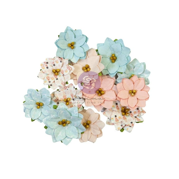 Prima Marketing Mulberry Paper Flowers-Peppermint Sweet/Christmas Sparkle