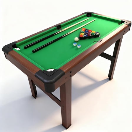 PRIJESSE 48" Billiards Table, Portable Pool Table, Billiard Table Set Includes Full Set of Balls, 2 Cues & Brush for Family Game Rooms