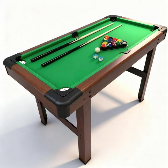 PRIJESSE 48" Billiards Table, Portable Pool Table, Billiard Table Set Includes Full Set of Balls, 2 Cues & Brush for Family Game Rooms