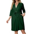 thumbnail image 6 of Women'S Robes,Women's Pajama Dress Shirt 3/4 Sleeve Housecoats Full Loungewear Long Nightgown with Pockets,Dark Green,XXL, 6 of 6