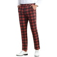 thumbnail image 4 of INSPIRE CHIC Men's Dress Pant Flat Front Stretch Business Plaid Pants 38 Black Red, 4 of 7