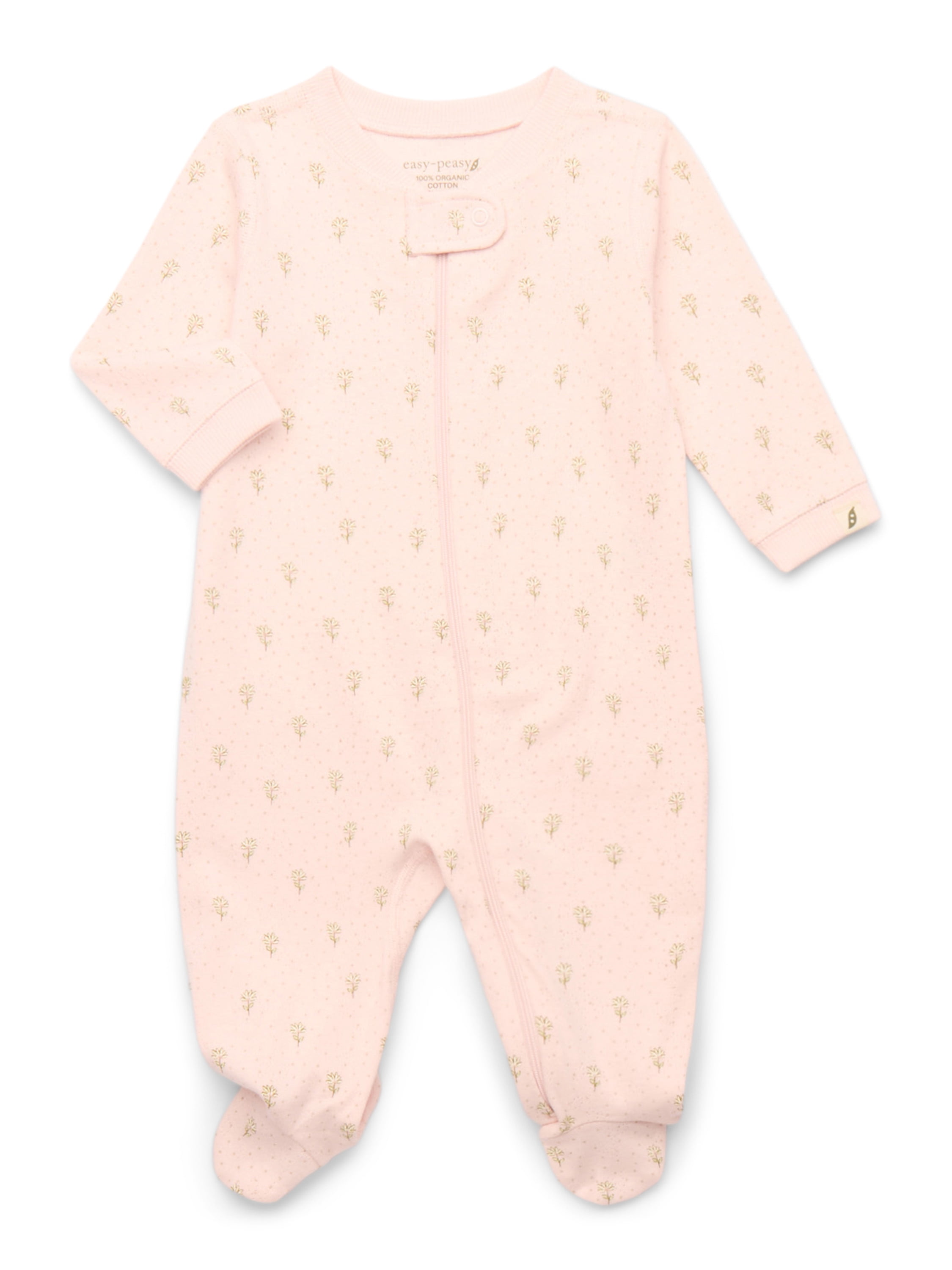 easy-peasy Baby Girls 5-Piece Organic Cotton Pajama Set – Sleeper, Bodysuit, Footed Pants, Hat & Blanket, Sizes 0M–9M