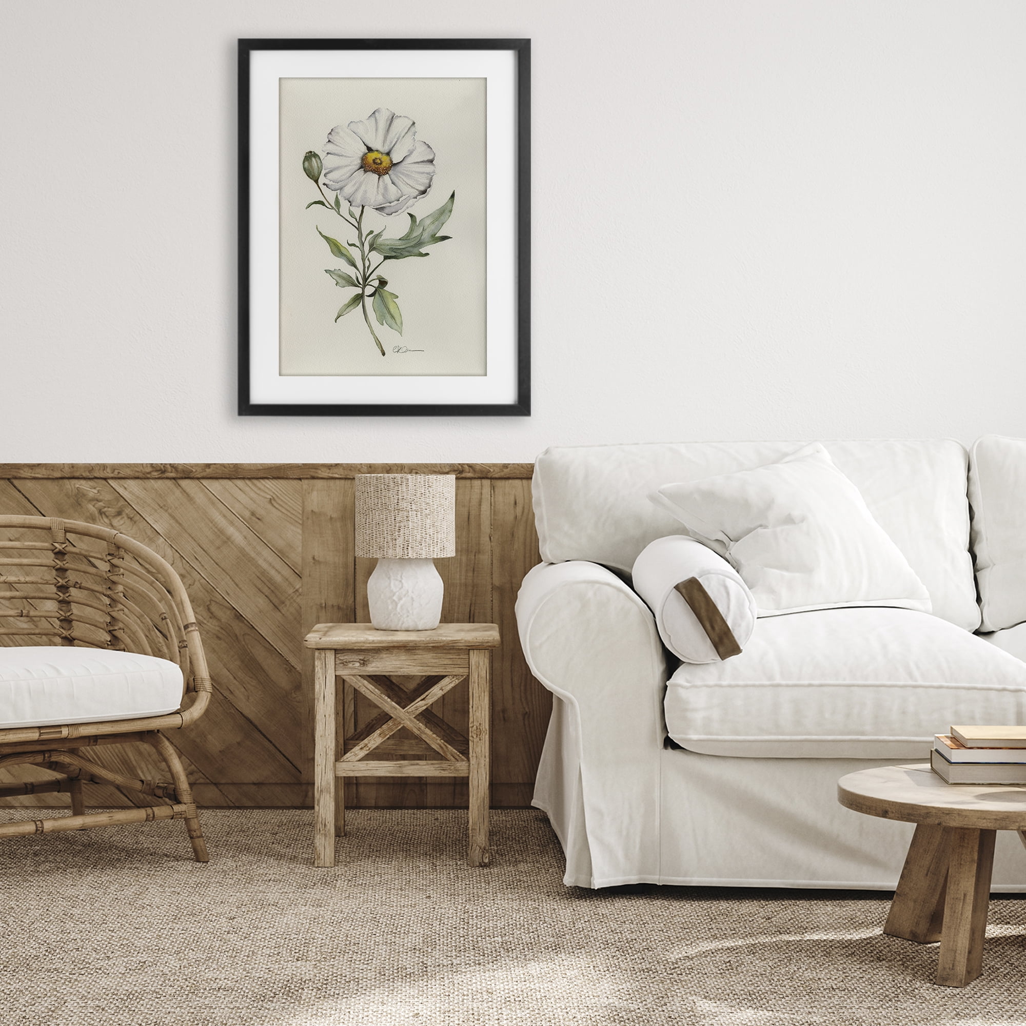 Stupell Industries Natural Wild Blossom Sprig Black Framed Print Under Glass, design by Cady Driver