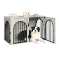 thumbnail image 5 of Hzuaneri Dog Crate Furniture, 39.4" Wooden Dog Kennel with Cushion, Indoor Dog Cage for Medium to Large Dog, Decorative Pet House Side End Table TV Stand, Heavy Duty, Greige Black, 5 of 10