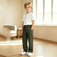 thumbnail image 6 of CONROSES Kids Boys Casual Pants Wide Leg Baggy Pant for Child Solid Elastic Waist Cozy Fall Winter Jogger Trousers with Pockets, 6 of 8