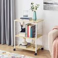 thumbnail image 3 of Mr IRONSTONE 3-Tier Kitchen Bakers Rack Utility Microwave Oven Stand Storage Cart Workstation Shelf(Light Beige Top+White Metal Frame), 3 of 5