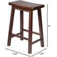 thumbnail image 2 of Favory Classic Saddle-Seat 24'' Tall Kitchen Counter Stool for Homes, Dining Spaces, and Bars with Backless Seat, 4 Square Legs, Walnut (2 Pack), 2 of 9