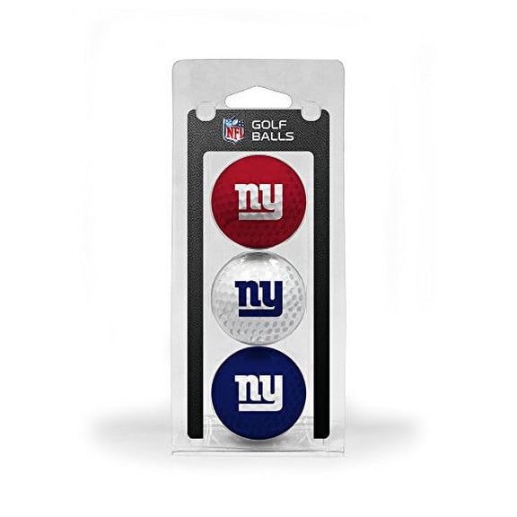 Pelotas de golf del NFL de los New York Giants, tamaño reglamentario, 3 paquetes, estampado duradero de equipo a todo color (el color puede variar)