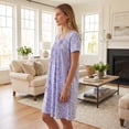 thumbnail image 5 of Dakimoe Nightgowns for Women-Night Dress with Lace Trim Pleated Sleepshirt Casual Print Sleepshirt, 5 of 8