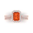 thumbnail image 2 of Clara Pucci 18K Rose Gold Emerald Cut 1.5Ct Simulated Red Diamond Engagement Ring + Matching Band - Luxury Box Included, 2 of 7