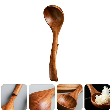 HEATSHAKING 1 Piece Country Design Soup Spoon Wood for Chefs and Mothers in Crafts 8.9X2.7in