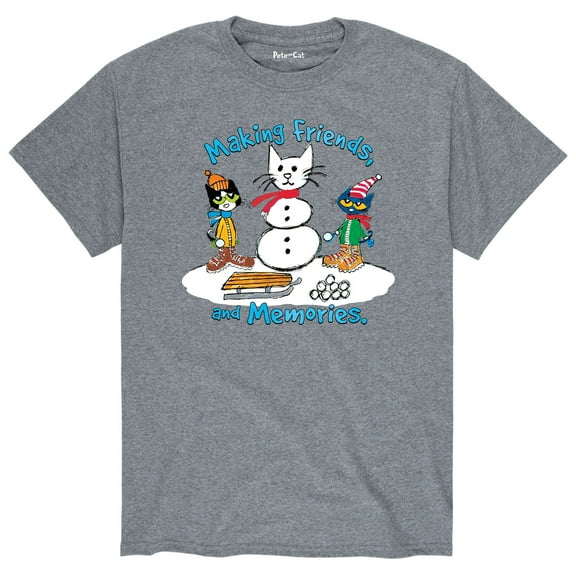 Pete The Cat - Christmas Holiday Making Friends Adult - Men's Short Sleeve Graphic T-Shirt
