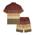 thumbnail image 6 of Hearthz Men's 2 Pieces Outfits Casual Striped Print Short Sleeve Button Down Shirt and Shorts Set Summer Tracksuits Set with Pockets, 6 of 6