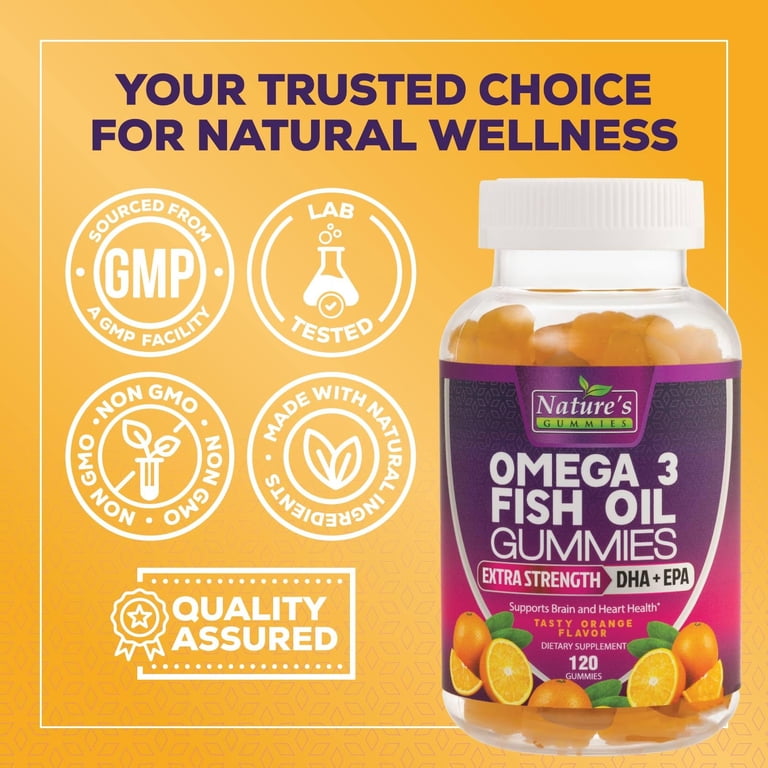 Nature's Gummies Omega 3 Fish Oil Gummies, Extra Strength, 120