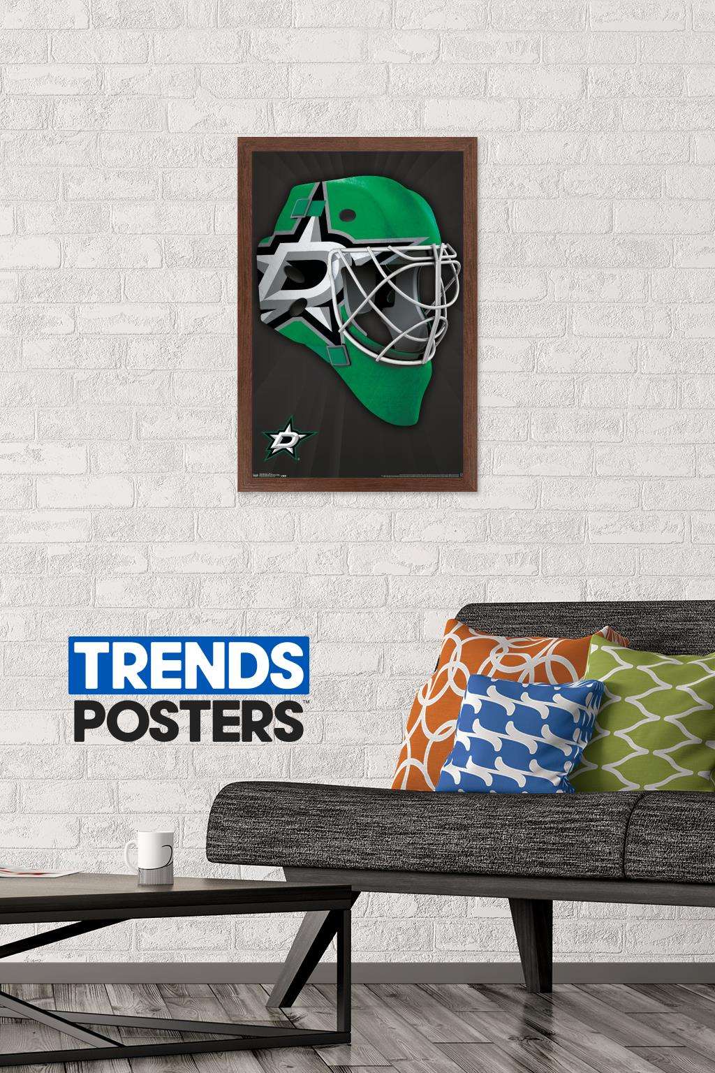 NHL Dallas Stars - Mask 16 Wall Poster, 14.725" x 22.375", Framed
