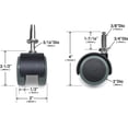 thumbnail image 3 of CB681 2 Inch Floor Protector Rubber Caster Wheels (Set of 4) 5/16 Inch Stem or Top Plate Mounting Options - Black/Gray Green, 3 of 4
